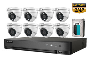 Hikvision 2MP 8CH HD Analog Camera System Bundle: 1x 8CH DVR with 2TB HDD and 8x Turret Outdoor Cameras