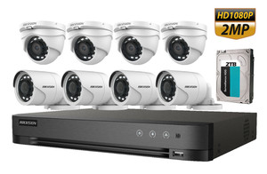 Hikvision 2MP 8CH HD Analog Camera System Bundle: 1x 8CH DVR with 2TB HDD and 8x Mix Outdoor Cameras
