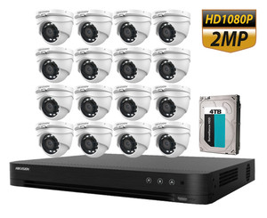 Hikvision 2MP 16CH HD Analog Camera System Bundle: 1x 16CH DVR with 4TB HDD and 16x Turret Outdoor Cameras