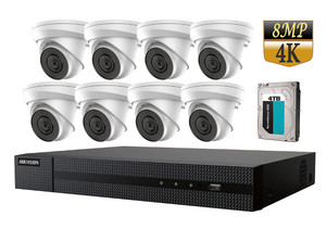 hikvision 8CH 4K PoE NVR CCTV Kit with 8x 8MP 4K Outdoor IP PoE Cameras & 4TB HDD