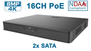 Uniview 16-Channel 4K PoE NVR - Network Video Recorder, 2xSATA, NDAA Compliant - NVR302-16S2-P16