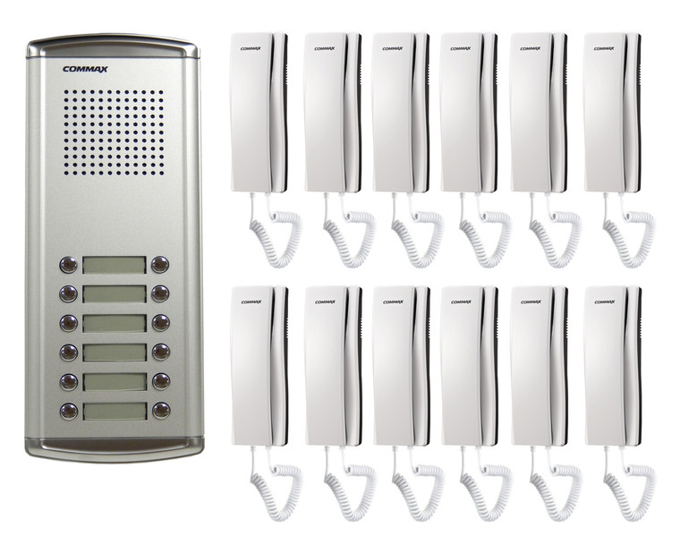 COMMAX 12-Apartment Audio Intercom KIT DR-12AM x1/ DP-SS x12/12V Power Supply  x1