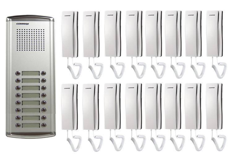 COMMAX 16-Apartment Audio Intercom Set DR-16AM x1/ DP-SS x16/12V Power Supply x1