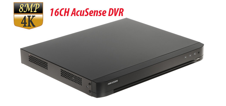 Hikvision iDS-7216HUHI-M2/S 16CH 8MP 4K AcuSense DVR - 16 Channels TURBOHD + 8 IP Channels, 2xSATA, Audio-Over-Coax, AI Human/Vehicle Recognition, Hik-Connect Mobile APP for Remote Access