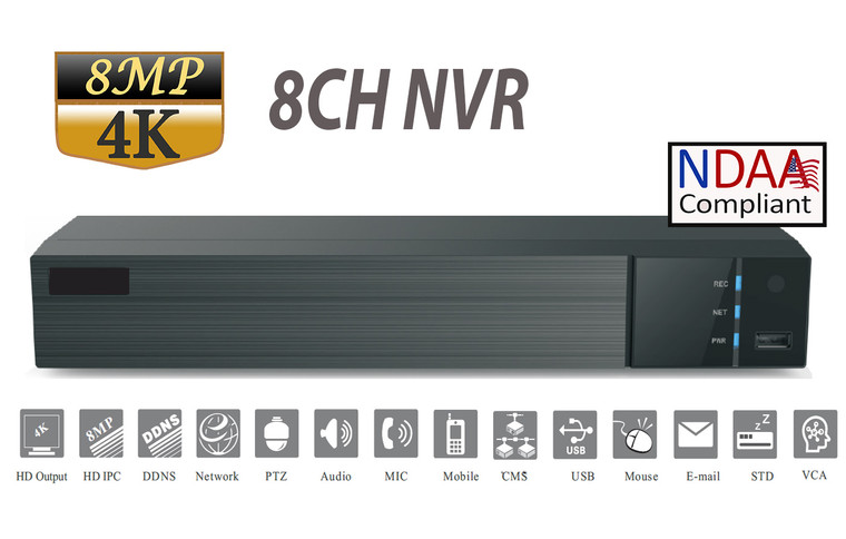 SuperLive 8CH 8MP/4K NVR with Built-in PoE Ports, Front Side