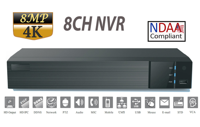 SuperLive 8CH 8MP 4K NVR PoE, SuperLive Plus APP, NDAA Compliant