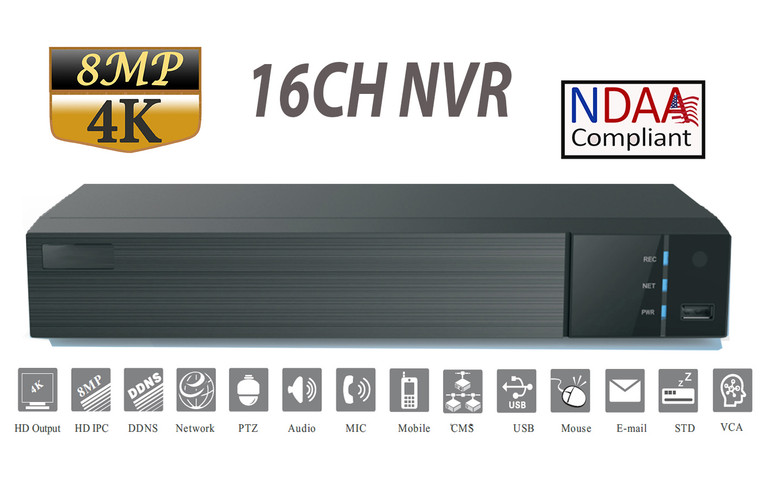 SuperLive 16CH 8MP NVR PoE, SuperLive Plus APP, NDAA Compliant