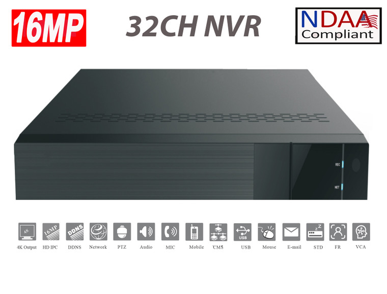 SuperLive 32CH 16MP NVR with 16 PoE, SuperLive Plus APP, NDAA Compliant