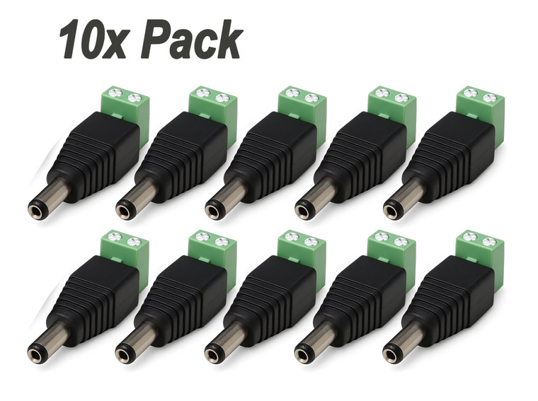 Power Plug Connector DC Male Screw Terminal Type - 10x Pack
