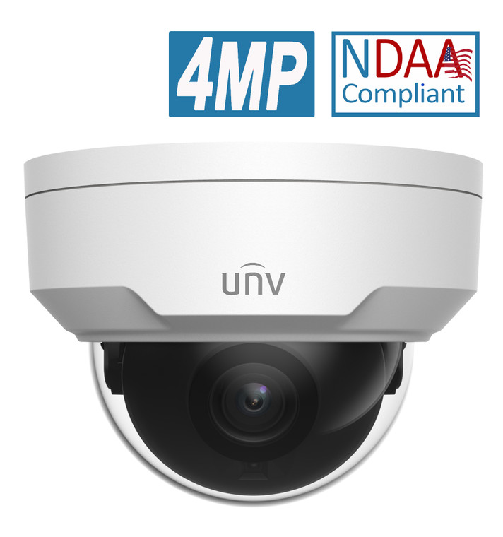 Uniview IPC324SR3-DSF28KM-G 4MP PoE IP IR Vandal-Resistant Network Dome Camera, 2.8mm Lens, NDAA Compliant