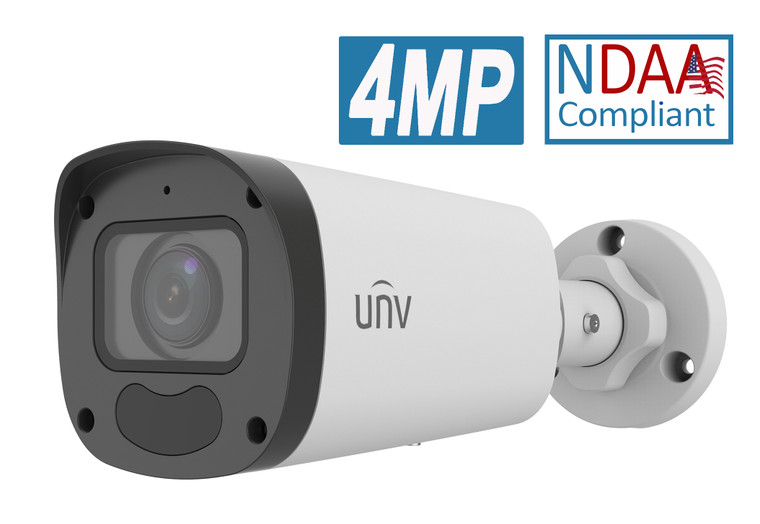 Uniview 4MP PoE IR Varifocal Network Bullet Camera with Built-In Mic, Motorized 2.8-12mm Lens, NDAA Compliant -IPC2324SR5-ADZK-G
