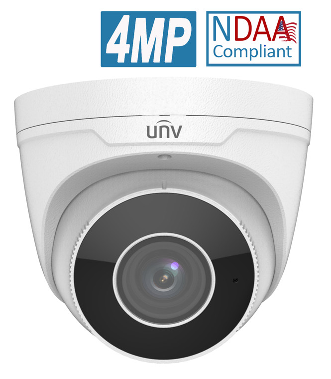 Uniview 4MP PoE IR Network Varifocal Camera with Built-In Mic, Motorized 2.8-12mm Lens, NDAA Compliant -  IPC3634SR3-ADZK-G