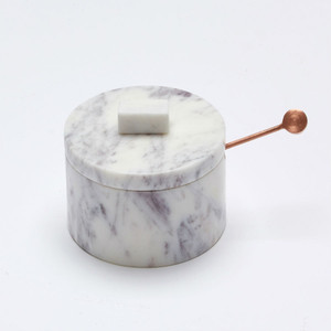 Marble Basics - The Vital Sugar Box - with Copper Spoon in colour Blanc.