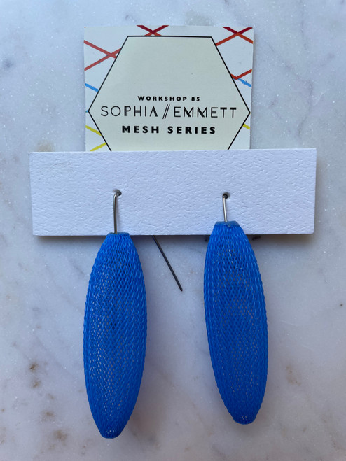 Workshop85 - Sophia Emmett - Mesh Cocoon Earrings Pierced - Bright Blue
