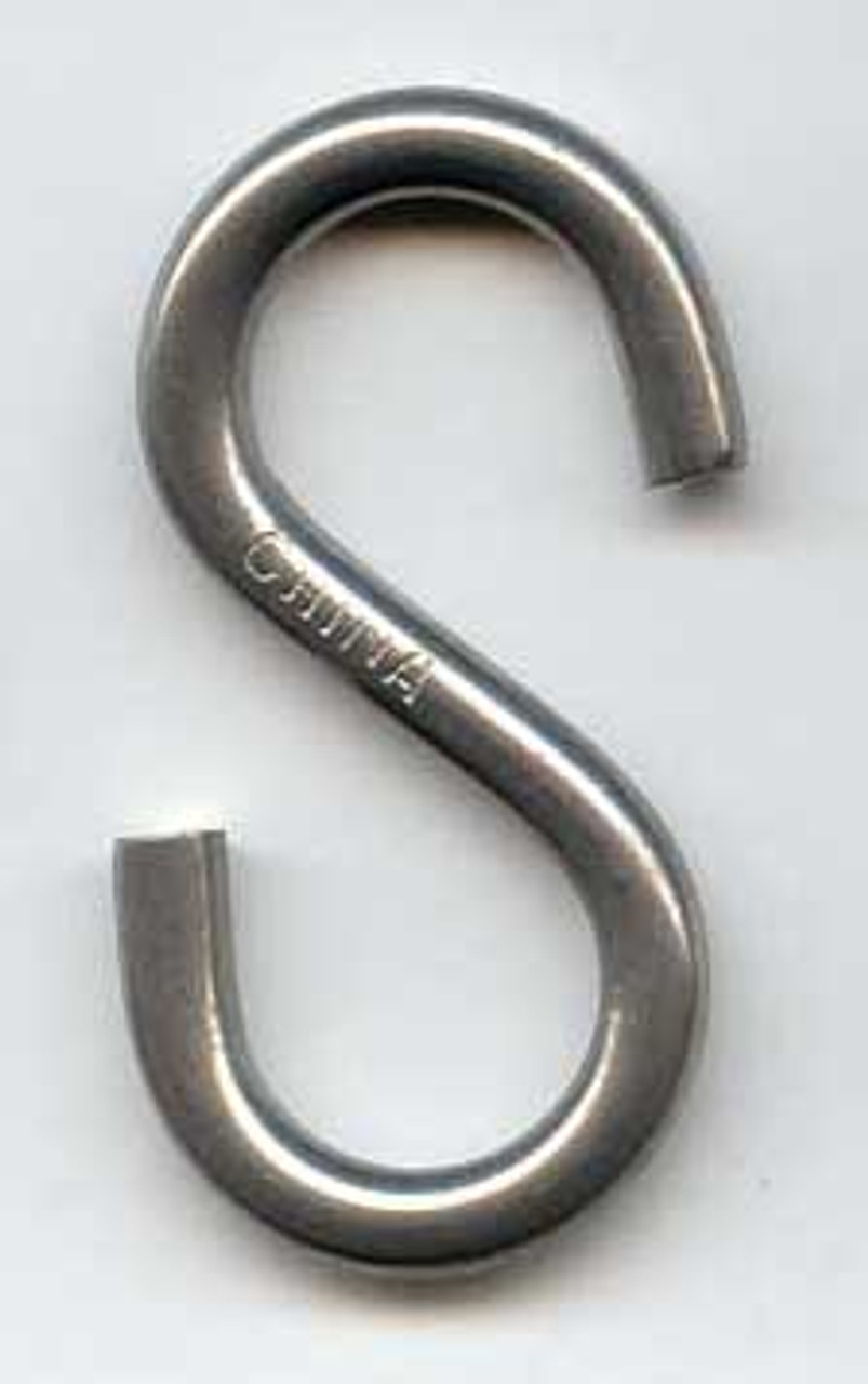 3/16 S-Hook, Type 316 Stainless Steel, Import.
