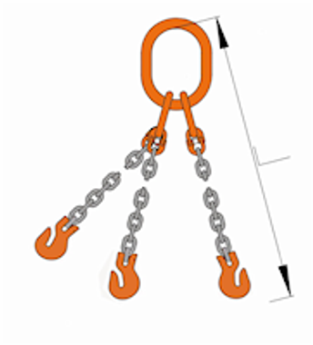 5/16″ Grade 10/100 Triple Leg Alloy Chain Sling w/ Sling Hook &  Sub-Assembly (TOS)