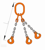 3/8" Mechanical Chain Sling. Gr 100 Alloy, Triple Leg, Obl Link, Sling Hook. Tagged And Certified 22,900 lbs. WLL, Pewag Brand, Free Shipping!
