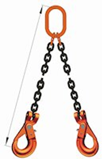 5/8" Mechanical Chain Sling. Gr 100 Alloy, Double Leg, Obl Link, Self-Locking Hook, Tagged And Certified 39,100 lbs. WLL, Pewag Brand, Free Shipping! 5/8" Mechanical Chain Sling. Gr 100 Alloy, Double Leg, Obl Link, Self-Locking Hook, Tagged And Certified 39,100 lbs. WLL, Pewag Brand, Free Shipping!