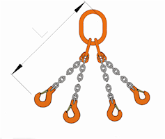 9/32" Mechanical Chain Sling. Gr 100 Alloy, Quad Leg, Obl Link, Sling Hook, Tagged And Certified 11,200 lbs. WLL, Pewag Brand, Free Shipping!