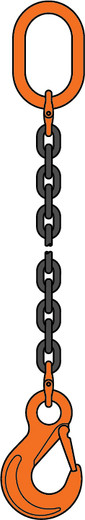 Single leg sling with oblong link and sling hook