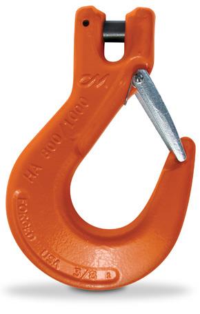 1/2 G100 Alloy Clevis Sling Hook With Latch, 15,000 lbs. WLL, Made In USA.