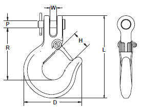 3/8 G70 Clevis Slip Hook with Latch, GC, 6,600 lbs. WLL, Import. 10/Box. -  1st Chain Supply