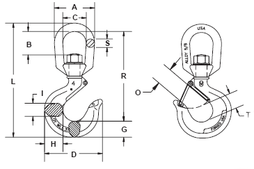 1T - Grade 100 Alloy Swivel Hoist Hook w/ Brass Washer