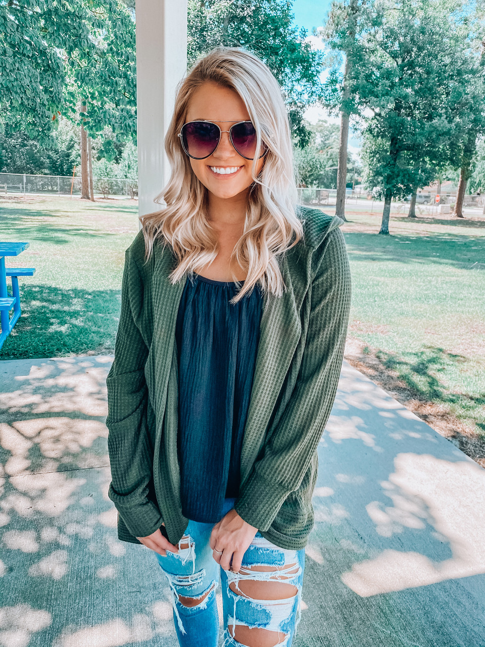 You're All I Need Cardigan: Army Green - Off the Racks Boutique