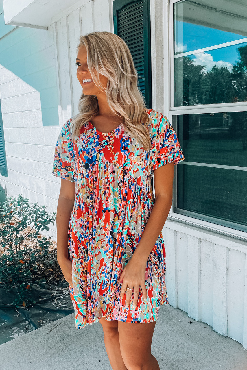 Stylish Splendor Dress: Coral - Off the Racks Boutique