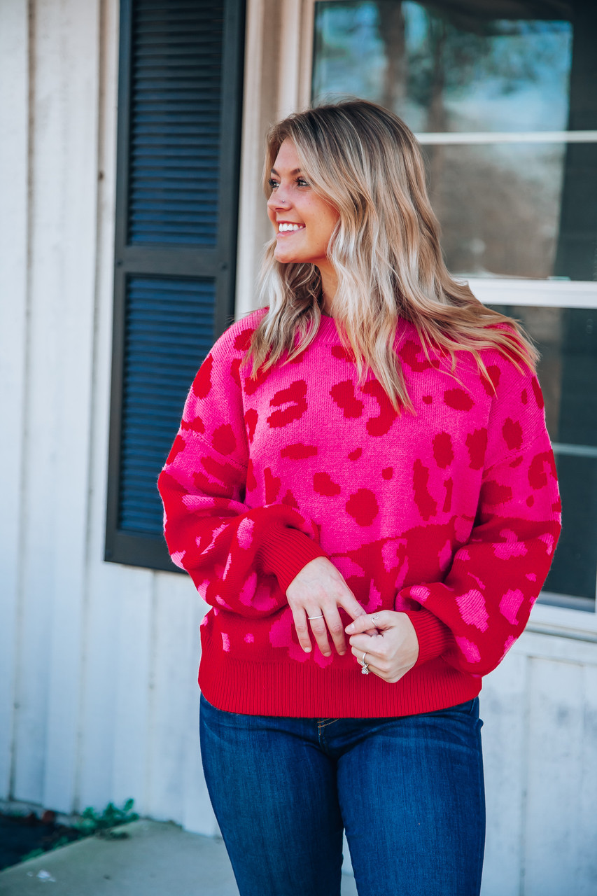 Lovely Days Sweater Top: Red/Pink - Off the Racks Boutique