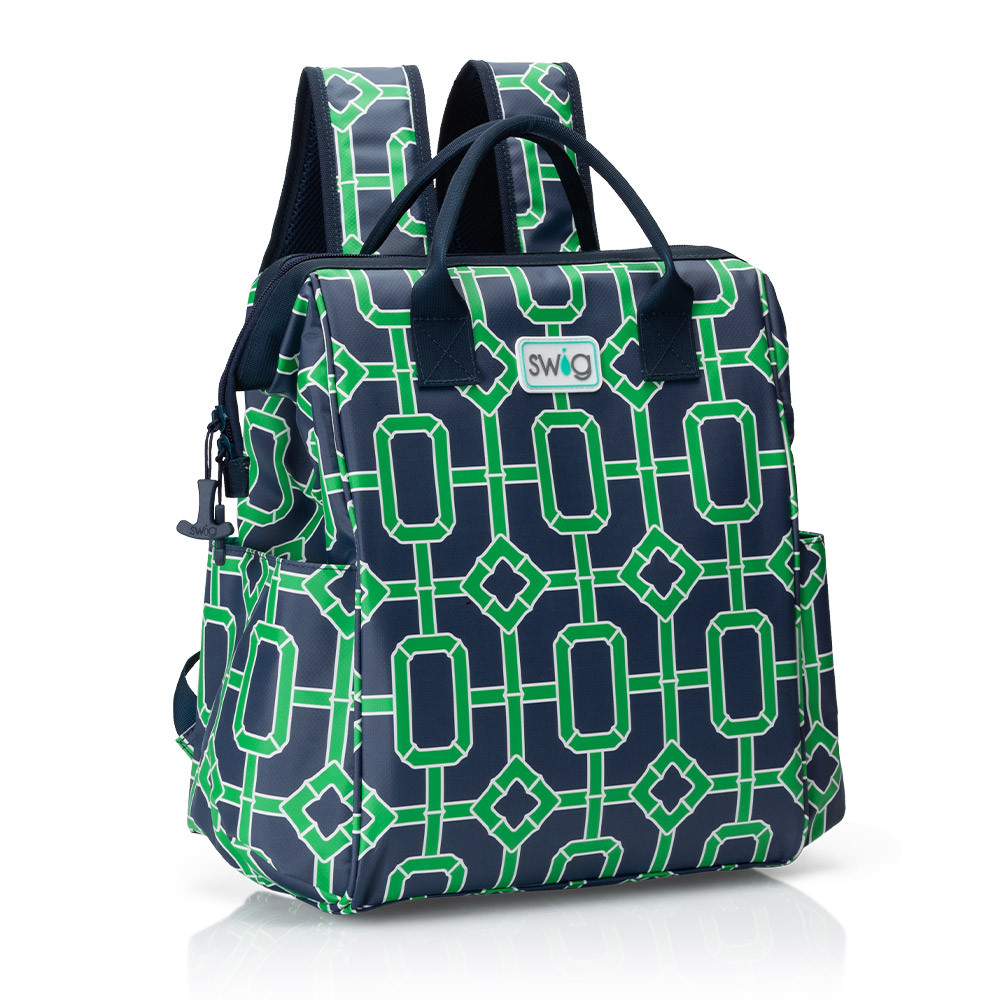 Swig Life Packi Backpack Cooler Navy Bamboo Trellis Off the Racks