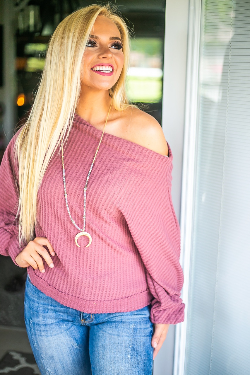 off the shoulder waffle knit | off the racks boutique