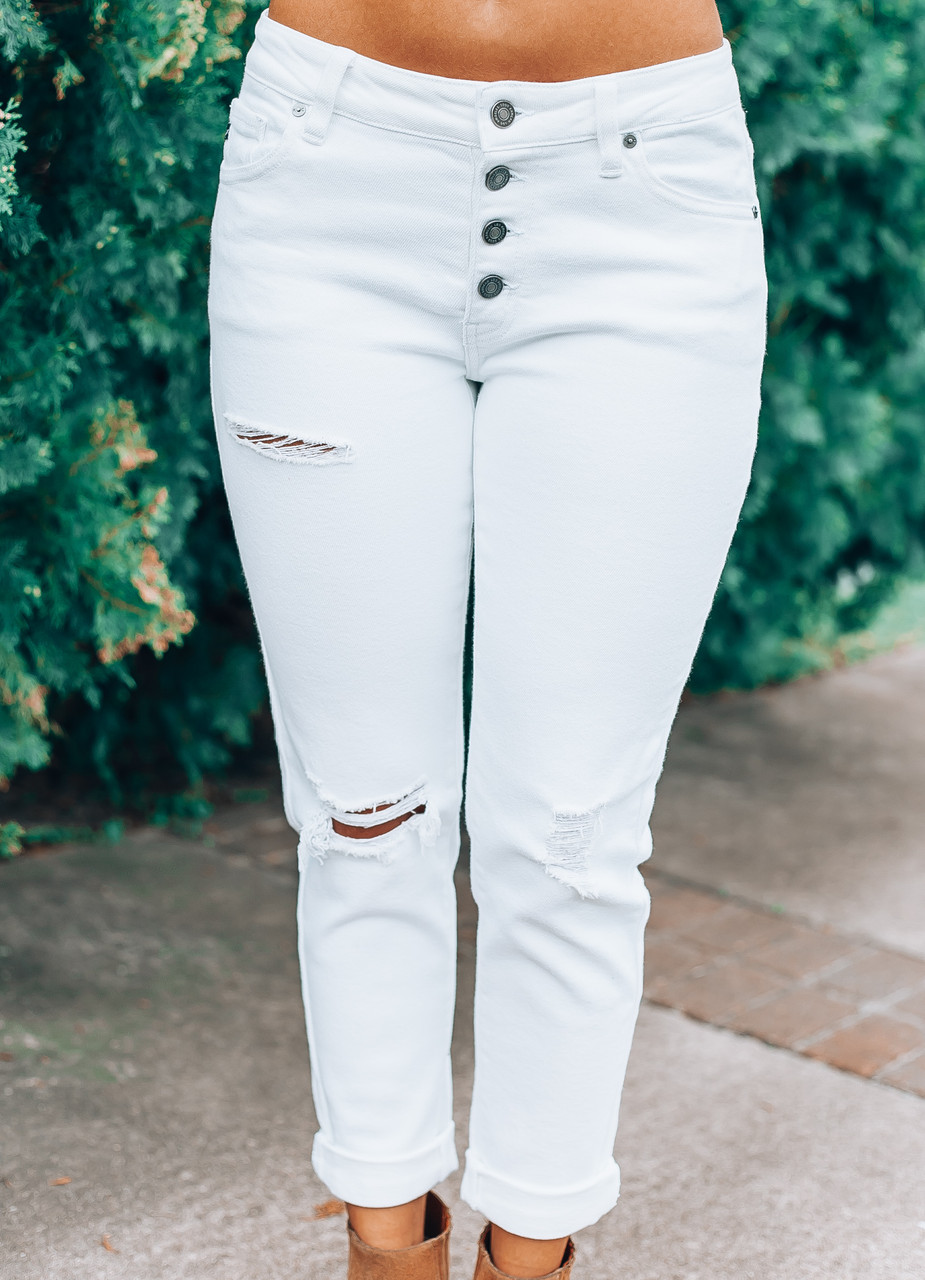 white button fly jeans