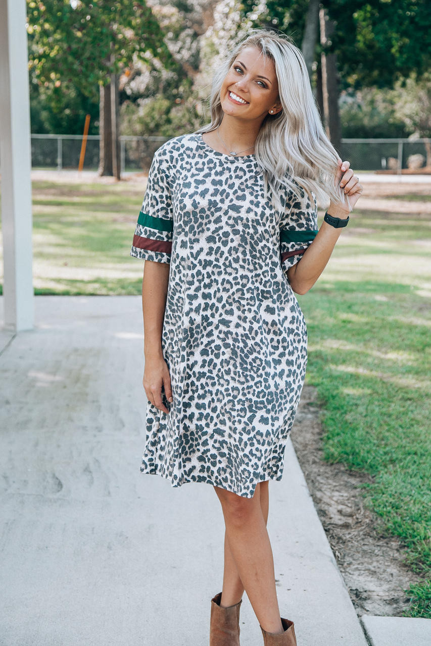 Crisp In the Fall Dress: Leopard - Off the Racks Boutique