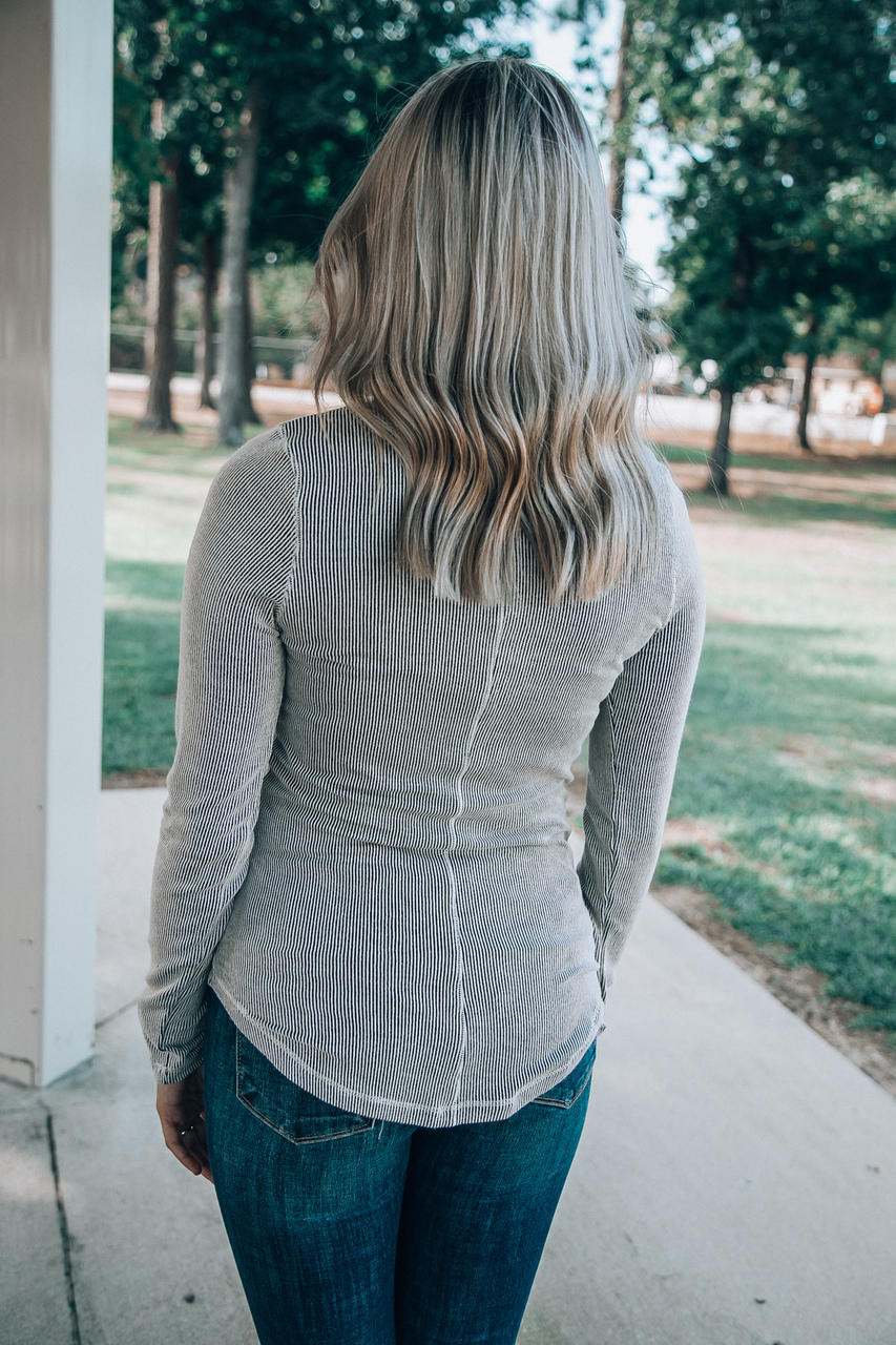 Back to the Basics Henley Top: Gray - Off the Racks Boutique