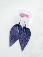 Pinched Teardrop Leather Earrings: Violet
