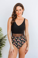 Collecting Seashells One Piece Swimsuit: Black