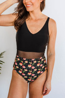 Collecting Seashells One Piece Swimsuit: Black