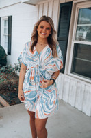 Wishful Dreams Dress: Blue/Rust 