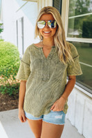 Don't Waste Time Top: Vintage Olive