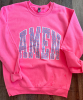Amen Sweatshirt: Hot Pink
