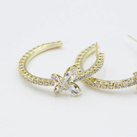 Gold Crystal Butterfly Hoops