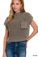 Ash Mocha Washed Mock Neck Top