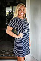 Carried Away Dress: Navy Stripe