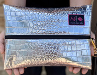 Makeup Junkie Bag: Silver Gator