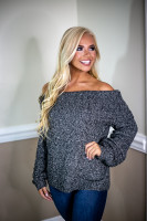 Sweetheart Off Shoulder Sweater: Charcoal