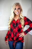 Aspen Hooded Top: Red/Black Buffalo Plaid