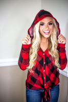 Aspen Hooded Top: Red/Black Buffalo Plaid