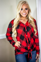 Aspen Hooded Top: Red/Black Buffalo Plaid