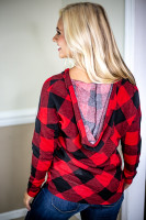 Aspen Hooded Top: Red/Black Buffalo Plaid